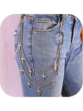 Jean Chain Belt for Men&Women, Pocket Chain Goth Punk Chain Belt Chain Layered C